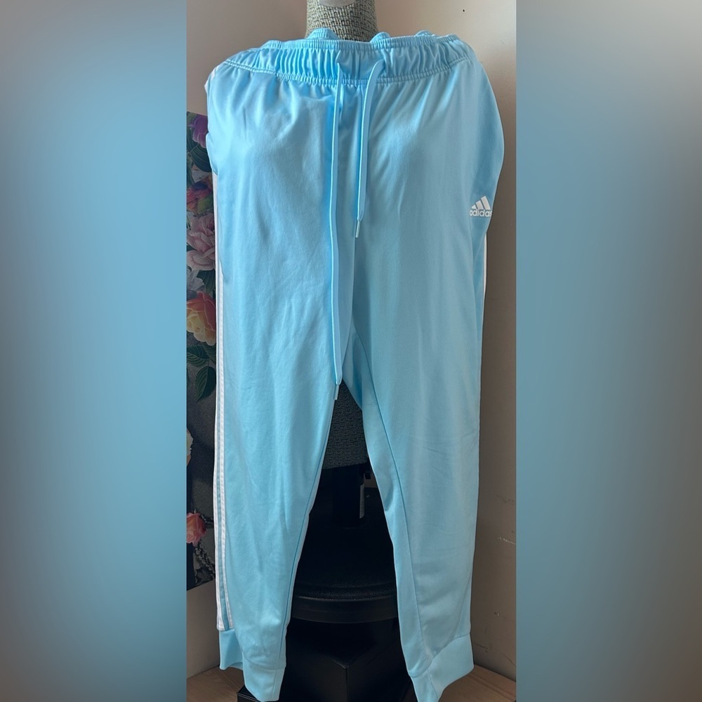 NWOT ADIDAS TRACK PANTS. CAROLINA BLUE/WHITE STRIPES Sz. 2X - Picture 2 of 9